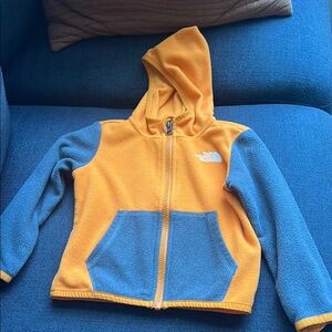 Gently Used The North Face Kids Full Zip Orange Grey Fleece Jacket
